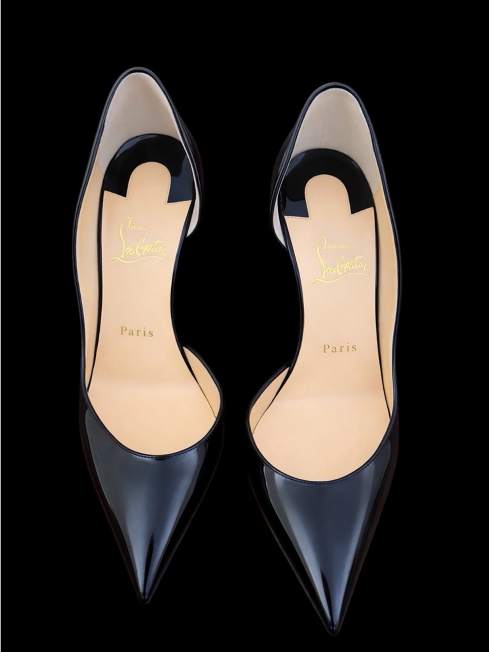 Christian Louboutin Black Patent Pointed D'Orsay Pumps